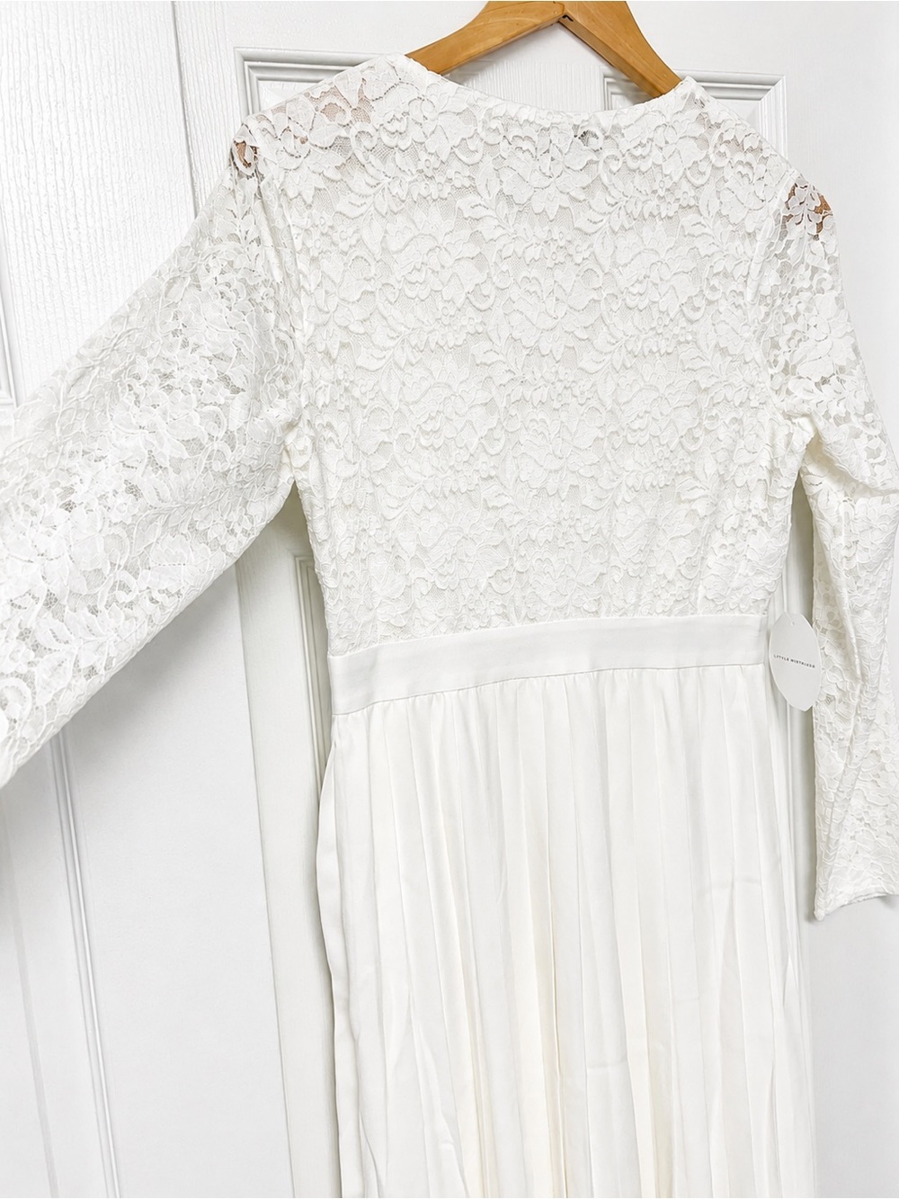 NWT Little Mistress White Lace Pleated Midi Maxi Dress Size US 10 UK 14 Bridal S - Picture 3 of 7